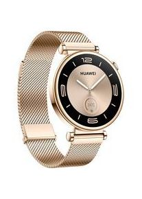 Huawei Watch GT4 41mm (Aurora-B19M), Smartwatch gold/weiß, goldenes Milanese-Armband Display: 3,35 cm (1,32 Zoll) Kommunikation: NFC Armbandlänge: 120 - 190 mm Touchscreen: mit Touchscreen