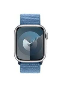 Apple Watch Series 9, Smartwatch silber/blau, Aluminium, 41 mm, Sport Loop, Cellular Kommunikation: Bluetooth Armbandlänge: 130 - 200 mm Touchscreen: mit Touchscreen