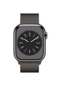 Apple Watch Series 8, Smartwatch graphit, 41 mm, Milanaise Armband, Edelstahl-Gehäuse, LTE Kommunikation: Bluetooth 5.0, NFC Armbandlänge: 130 - 200 mm Touchscreen: mit Touchscreen
