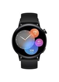 Huawei Watch GT 3, Smartwatch schwarz, 42mm; Armband: Black, Fluorelastomer Display: 3,35 cm (1,32 Zoll) Kommunikation: Bluetooth 5.1 Armbandlänge: 130 - 190 mm Touchscreen: mit Touchscreen
