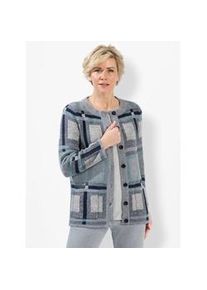 Classic Dog Strickjacke CLASSIC Gr. 52, blau (steingrau, ozean, gemustert) Damen Strickjacken