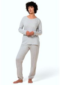 Triumph Pyjama Sets PK LSL 10 X (2 tlg) Damen-Schlafanzug, gestreift, grau