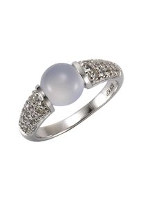 JAMELLI Ring 925 Silber rhod. Chalcedon und Weißtopas