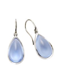 JAMELLI Ohrringe Silber 925 rhodiniert 34mm lang mit blauen Quarzen (beh.)