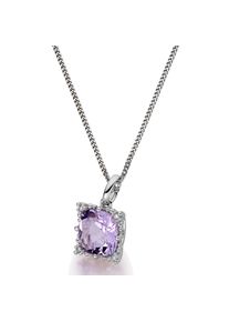 OROLINO Halskette Gold 585 mit 4 natürlichen Brillanten zus. 0,04ct. und echtem Amethyst