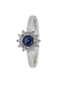 OROLINO Ring 585 Gold mit 24 Brillanten zus. 0,19ct. und Safir blau