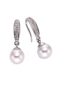 Diamonds by Ellen K. Ohrringe Gold 333 mit weißen Perlen und Diamanten 0,01ct.