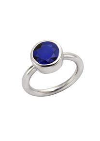 JAMELLI Ring 925/- Sterling Silber rhodiniert Quarz blau