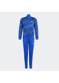 Trainingsanzug adidas Sportswear "J CAMLOG TS" Gr. 140, blau (semi lucid blue, dark blue) Kinder Sportanzüge Trainingsanzüge