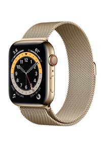 Apple Watch (Series 6) 2020 GPS + Cellular 44 mm - Rostfreier Stahl Gold - Milanaise Armband Gold