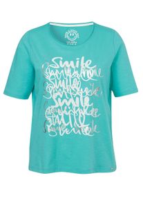Via Appia Due Große Größen T-Shirt mit Wordingprint und Strasssteinchen Gr. 42 grün für Damen