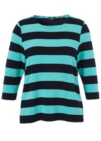 Via Appia Due Große Größen Sweatshirt mit breiten Streifen und 3/4-Arm Gr. 42 blau gestreift für Damen