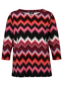 Via Appia Due Große Größen Sweatshirt mit Zickzack-Alloverprint Gr. 54 rot bedruckt für Damen