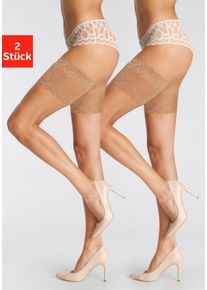 Vivance Große Größen Strumpfband Gr. 40/42 beige geblümt für Damen