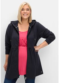Große Größen Umstands-Sweatjacke mit Kapuze Gr. 48/50 blau von sheego für Damen