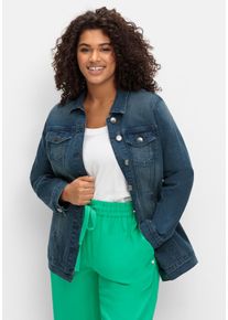Große Größen Jeansjacke in taillierter Form, mit Brusttaschen Gr. 50 blau von sheego für Damen