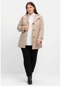 Große Größen Kurzer Trenchcoat mit Gürtel, wasserabweisend Gr. 48 braun von sheego für Damen