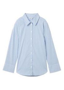 Tom Tailor DENIM Damen Gestreiftes Loose Fit Hemd, blau, Streifenmuster, Gr. XL