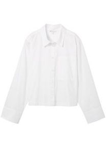 Tom Tailor DENIM Damen Boxy Hemd mit Kellerfalte, weiß, Uni, Gr. XL