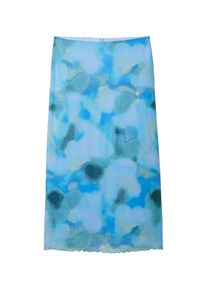 Tom Tailor Denim Damen Midirock mit recyceltem Polyester, blau, Muster, Gr. XL