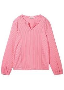 Tom Tailor Damen Gestreifte T-Shirt-Bluse, rosa, Streifenmuster, Gr. XXXL