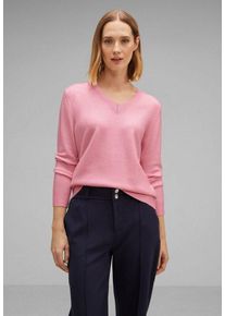 Street One V-Ausschnitt-Pullover in Melange Optik, rosa