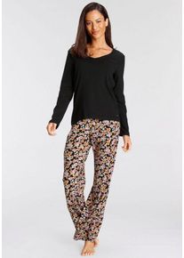 Vivance Dreams Pyjama (2 tlg) mit schönem Blumendruck, schwarz