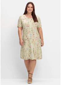 Große Größen Knielanges Jerseykleid mit Blumenmuster Gr. 54 grün geblümt von sheego für Damen