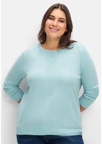 Große Größen Pullover mit gerippten Abschlüssen Gr. 44 blau von sheego für Damen
