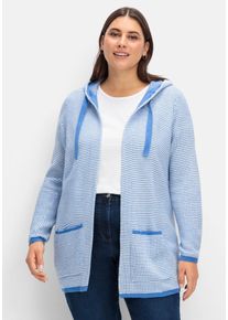 Große Größen Strickjacke in Longform, mit Taschen Gr. 42 blau von sheego für Damen