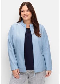Große Größen Jacke mit Stehkragen, aus Lederimitat Gr. 52 blau von sheego für Damen