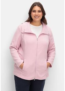 Große Größen Fleecejacke mit Umlegekragen und 2-Wege-Zipper Gr. 46 rosa von sheego für Damen