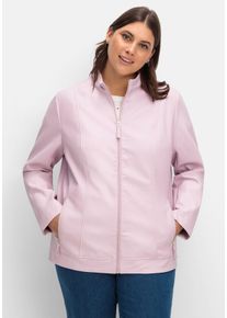Große Größen Jacke mit Stehkragen, aus Lederimitat Gr. 46 rosa von sheego für Damen