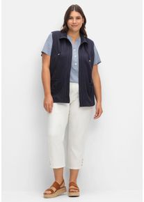 Große Größen Sweatweste mit Reißverschluss und Umlegekragen Gr. 54 blau von sheego für Damen