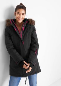 bonprix wasserdichter Funktions-Outdoorparka wattiert, schwarz, Gr.38, Sportliche Regenjacke mit Zwei-Wege-Rei&szlig;verschluss