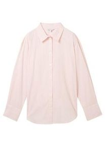 Tom Tailor DENIM Damen Gestreiftes Loose Fit Hemd, rosa, Streifenmuster, Gr. S
