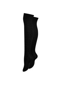 Paolo Renzo® Damen Baumwoll Overknees mit Zopfmuster & Anti-Rutsch-Bund 3 Paar - Größe 36/41 - Grau
