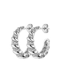 Paul Valentine Sparkle Twisted Hoops Silver