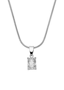 Paul Valentine Baguette Stone Necklace Silver
