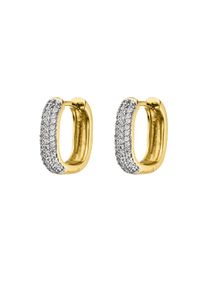 Paul Valentine Sparkling Rectangle Hoops 14K Gold Plated