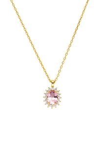 Paul Valentine Sparkle Necklace Pink 14K Gold Plated