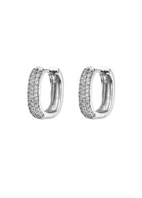 Paul Valentine Sparkling Rectangle Hoops Silver