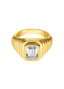 Paul Valentine Emerald Ring White 14K Gold Plated