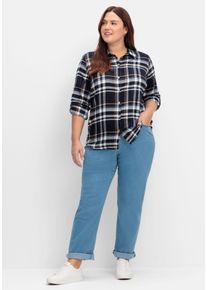 Große Größen Gerade Jeans mit seitlichem Stretchbund Gr. 50 blau von sheego für Damen