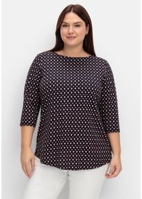 Große Größen Shirt mit 3/4-Arm und Minimalprint Gr. 52/54 blau bedruckt von sheego für Damen