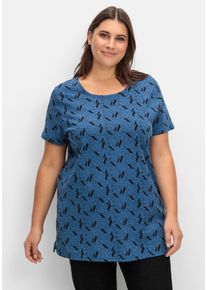 Große Größen Shirt aus Jersey, mit Alloverdruck Gr. 40 blau bedruckt von sheego für Damen
