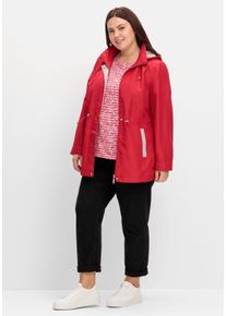 Große Größen Übergangsjacke mit Kapuze und Kontrastdetails Gr. 54 rot von sheego für Damen