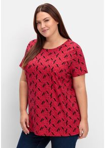 Große Größen Shirt aus Jersey, mit Alloverdruck Gr. 40 rot bedruckt von sheego für Damen