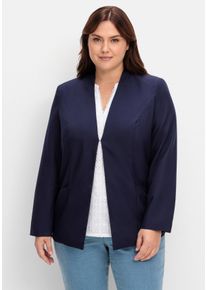 Große Größen Kragenloser Blazer mit Hakenverschluss Gr. 44 blau von sheego für Damen