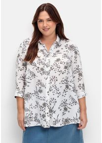 Große Größen Bluse in leichter A-Linie, mit floralem Print Gr. 54 weiß geblümt von sheego für Damen